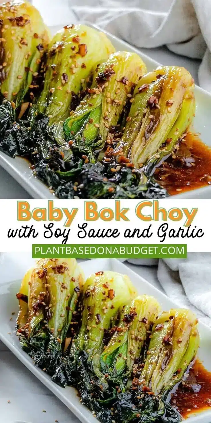 Sautéed Baby Bok Choy with Soy Sauce and Garlic served in a bowl.