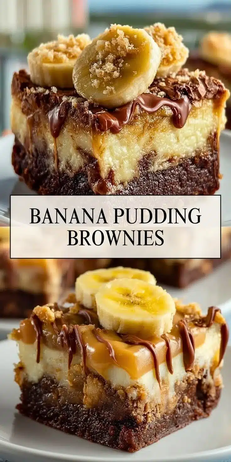 Delicious banana bread brownies topped with chocolate and nuts on a plate