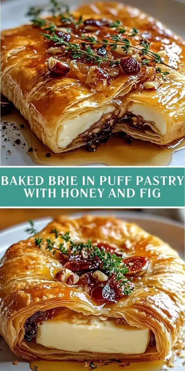 Baked brie with puff pastry, figs, and cranberries for a delicious appetizer