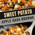 Caramelized sweet potato apple hash browns served on a plate