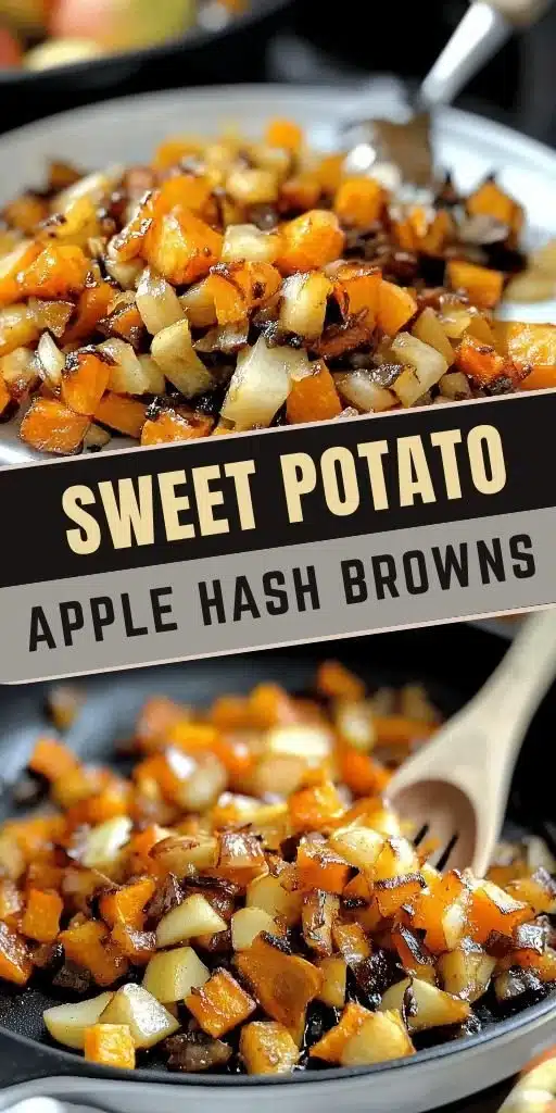 Caramelized sweet potato apple hash browns served on a plate