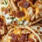 Crispy Bacon Chicken Ranch Wraps filled with fresh ingredients and ranch dressing