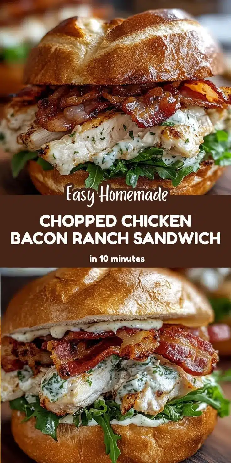 Chopped Chicken Bacon Ranch Sandwich on a plate with fresh ingredients