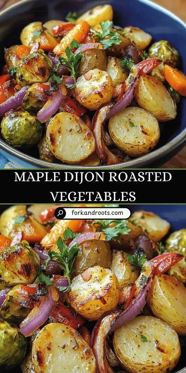 Maple Dijon Roasted Vegetables recipe with colorful seasonal veggies