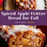 Deliciously spiced apple fritter bread with chunks of apple and cinnamon glaze.