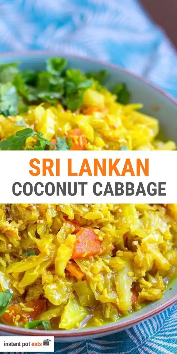 Sri Lankan styled Instant Pot cabbage dish prepared in a pressure cooker.
