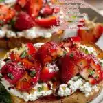 Delicious Strawberry Ricotta Toast topped with fresh strawberries