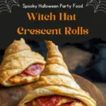 Witch Hat Crescent Rolls decorated for Halloween