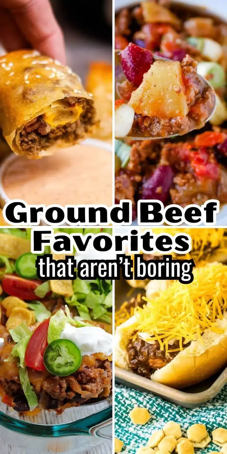 Delicious ground beef recipes including quick meals and unique dinner ideas.