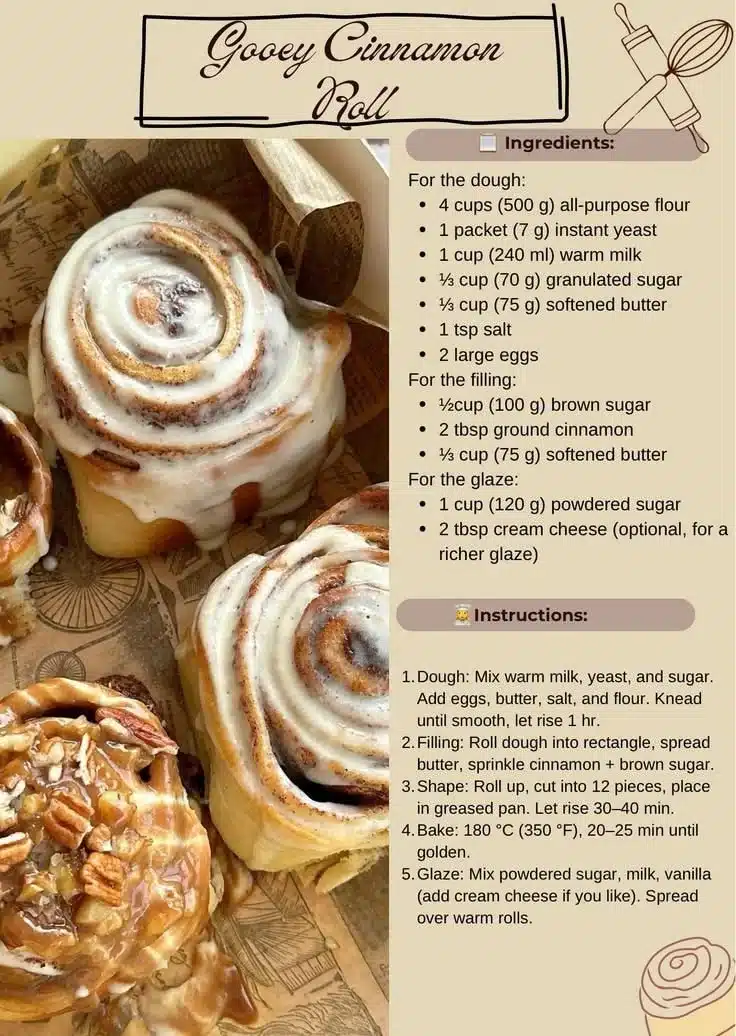 Freshly baked homemade cinnamon rolls with icing and cinnamon topping