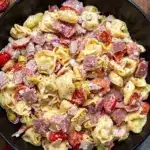 Italian Grinder Tortellini Salad with fresh vegetables and dressing