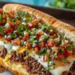 Delicious Mexican Chopped Cheese Sandwich bursting with flavors and fresh ingredients.