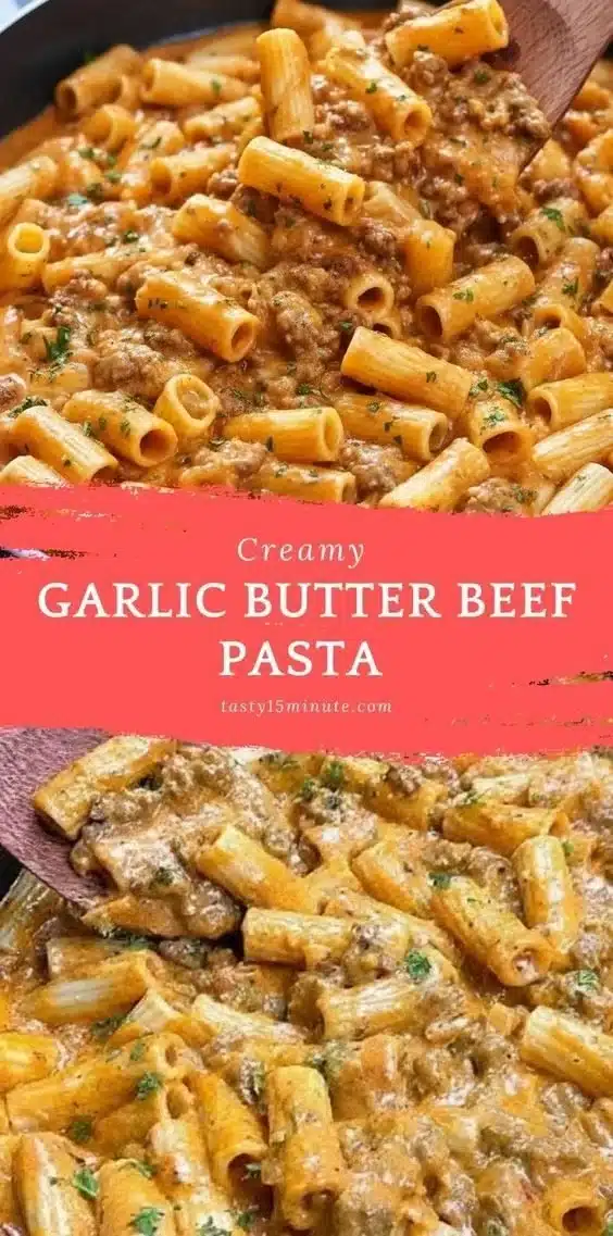 Creamy Garlic Butter Beef Pasta